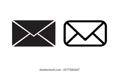 Envelope and email icon set, vector illustrations for messaging, communication, and social interaction. Perfect for mail, send, and message icons with clean, modern line designs.