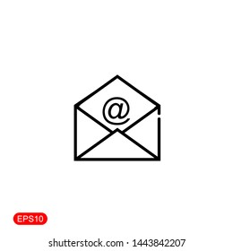 envelope and email icon with a white background. vector illustration
