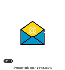 envelope and email icon with a white background. vector illustration