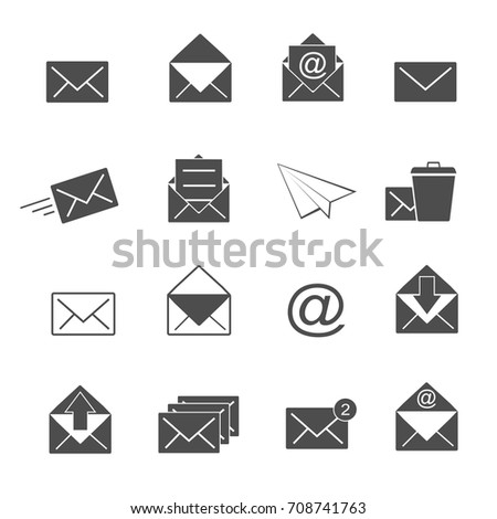 Envelope email icons set vector
