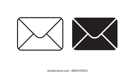 Envelope email message icon set with filled and outline variations created for contact pages support systems websites and mobile applications