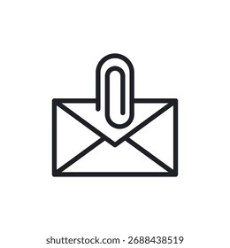 Envelope email message with a paperclip attachment minimal icon