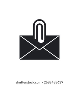 Envelope email message with a paperclip attachment minimal solid icon