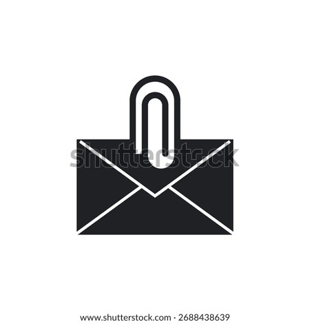 Envelope email message with a paperclip attachment minimal solid icon