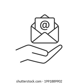 Sobre o correo electrónico en el estilo de línea de iconos de la mano aislado en fondo blanco. Ilustración del vector