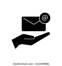 Sobre o correo electrónico en la mano diseño de iconos aislados en fondo blanco