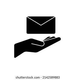 Envelope or email on hand icon design isolated on white background