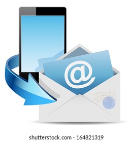 Envelope email and phone on white background. Vector illustration .
