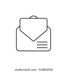 envelope email postcard card letter thin line outline black vector icon