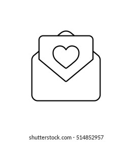 envelope email postcard card letter valentine love thin line outline black vector icon