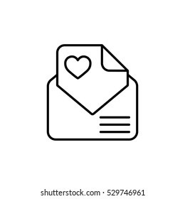 envelope email postcard card letter valentine love thin line outline black vector icon