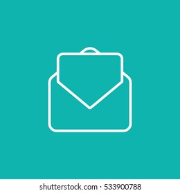 envelope email postcard card letter thin line white on blue vector icon