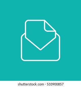 envelope email postcard card letter thin line white on blue vector icon