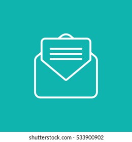 envelope email postcard card letter thin line white on blue vector icon