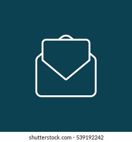 envelope email postcard card letter thin line outline white on dark blue vector icon
