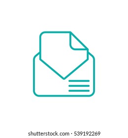 envelope email postcard card letter thin line outline blue on white vector icon