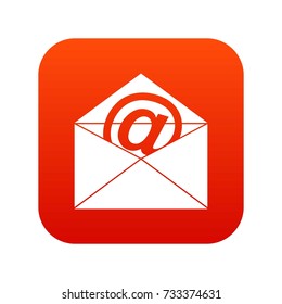 Envelope with email sign icon digital red for any design isolated on white vector illustration