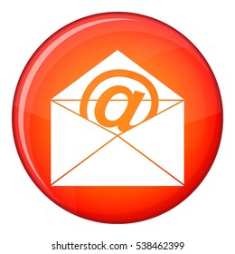 Envelope with email sign icon in red circle isolated on white background vector illustration