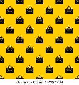 Envelope with email sign pattern seamless vector repeat geometric yellow for any design