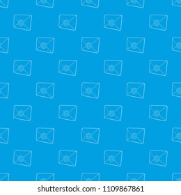 Envelope with email sign seal pattern vector seamless blue repeat for any use