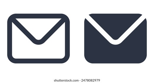 Envelope or email simple icons set designed in filled, outline, line and stroke style