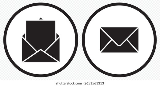 Envelope or email simple icons set designed in filled, outline, line and stroke style. Email envelope icon vector illustration on Transparent Background. EPS 10.