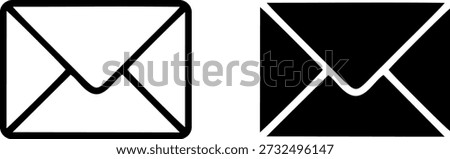 Envelope or email simple icons set designed in filled, outline, line and stroke style