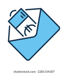 Envelope with EURO Money vector Salary concept colored icon or design element