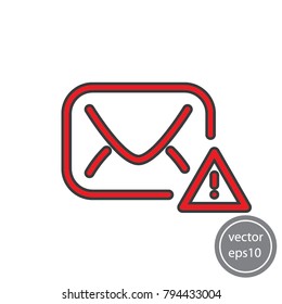 envelope and exclamation mark icon, sign of an important message vector illustration