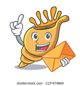With envelope exotic shell character cartoon