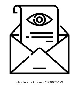 Envelope with eye icon on paper vector illustration in line stroke design
