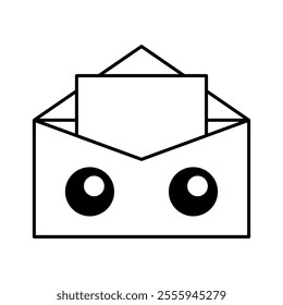 Envelope with Eyes Vector Illustration. A minimalist vector illustration of an envelope featuring two large circular shapes resembling eyes.