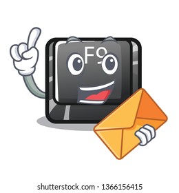 With envelope F9 button installed on cartoon keyboard