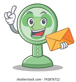 With envelope fan character cartoon style