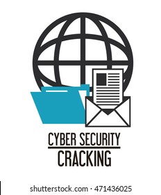 envelope file global cyber security system cracking technology icon. Flat design. Vector illustration