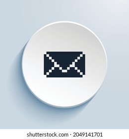 envelope fill pixel art icon design. Button style circle shape isolated on white background. Vector illustration