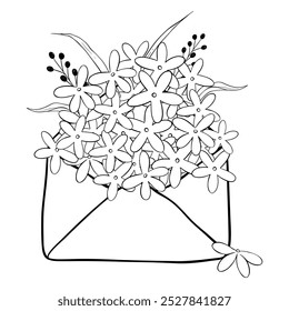 An envelope filled with delicate flowers drawing, showcasing artistic elegance and charm