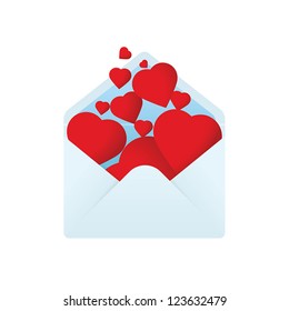 Envelope with filled hearts Valentine's day greetings