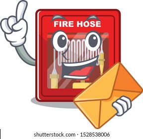 With envelope fire hose cabinet isolated with character