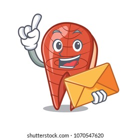 With envelope fish slice character cartoon