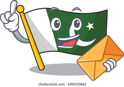 With envelope flag pakistan character in shaped mascot