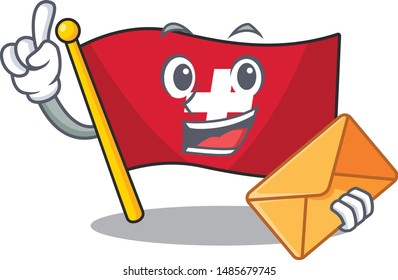 With envelope flag switzerland isolated in the character