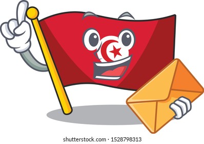 With envelope flag tunisia placed above mascot table