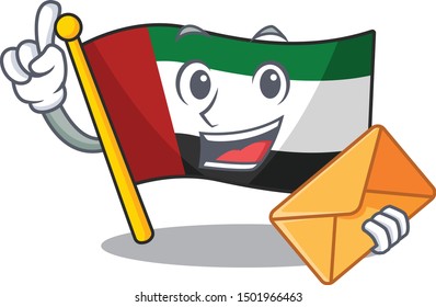 With envelope flag united arab emirates isolated cartoon