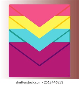 Envelope with flat design, letter, card, or banknote, representing a love letter or email, perfect for Valentine's Day or romantic communication.