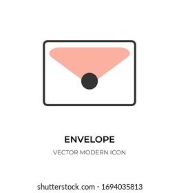 Icono de línea plana sobre. Escritura por correo electrónico de diseño del pictograma. Forma simple para el logotipo, símbolo de contacto de información web ui, documento. Correo de señalización gráfico lineal, noticias de mensajes Isolación de ilustración vectorial