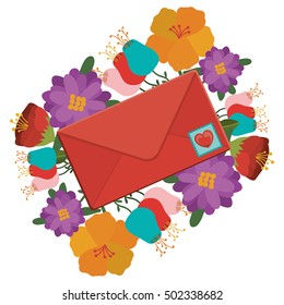 Envelope Flowers Design Stock Vector (Royalty Free) 502338682 ...