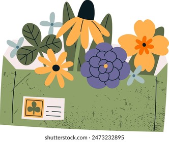 Sobre Con Ilustración vectorial De Flores