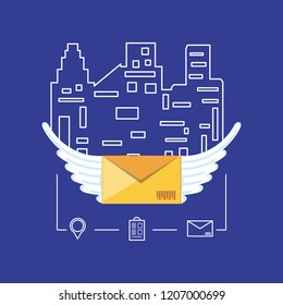 envelope flying delivery logistic service