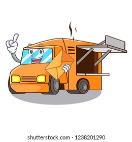 With envelope Food Truck with Isolated on mascot